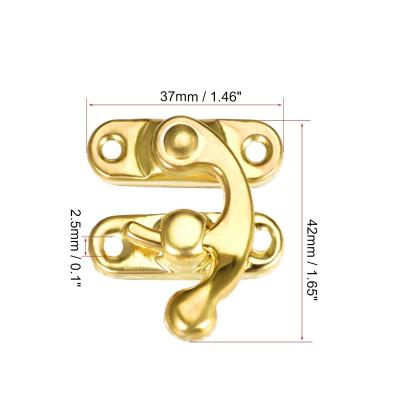 China 42mm x 37mm Swing Arm Bolt Vintage Antique Latch Straight Hook Latch Hook Hasp Gold Plated With Screws for sale