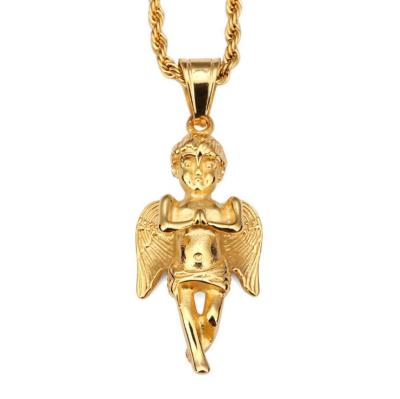 China HipHop Wholesale 18K Gold Angel Pendant Necklace For Men for sale