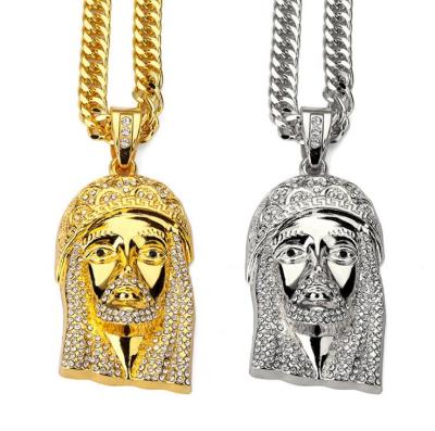 China 18K Gold Hip Hop HipHop Classic Micropaved Jesus Piece Pendant Necklace For Men for sale