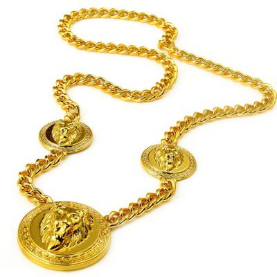 China Hip Hop High Polished Silver Gold Hip Hop Lion Head Pendant Chains for sale