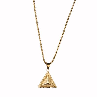 China HipHop Fashion Hot Zinc Alloy Crystal 18K Gold Plated Pyramid Pendant Necklace for sale