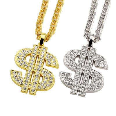 China HipHop Fashion HipHop Gold Silver US Dollar Sign Pendant Chain Necklace for sale