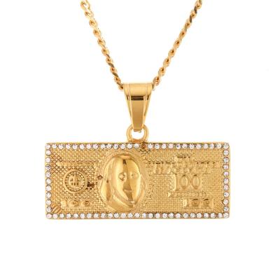 China HipHop Fashion Hiphop One Million Dollar Zinc Alloy Pendant Necklace Gold Plated for sale