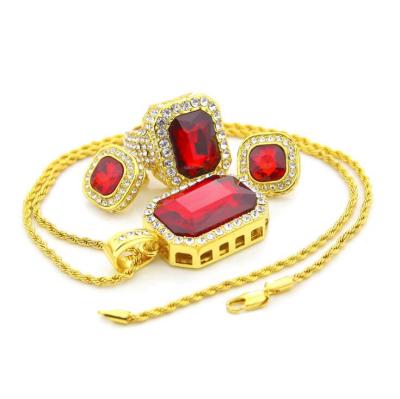 China Trendy Men's Ruby Gems Stone Jewelry Fashion Hip Hop Lab Sets for sale