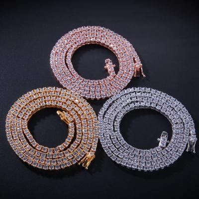 China Hip Hop Hip Hop Unisex Iced Out Bling Bling 4mm D.C.A. CZ Diamond Tennis Chains for sale