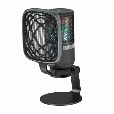 China Portable Breathing Mike Studio Condenser USB Microphone OEM Tpye-C RGB Light Touch Mute Computer USB Game Recording Mic Microphone for sale