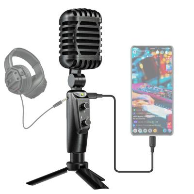 China ANJIESI Retro USB Condenser Microphone OEM New Design Streaming Kit Desktop Gaming Recording Studio USB Kit Condenser Microphone for sale