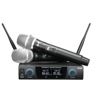 China Handheld Microphone Induction UHF Microphone One For Two KTV Family Performance Wireless Microphone for sale