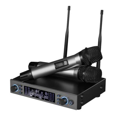 China True Microphone Professional Handheld Diversity UHF Dual Channel Wireless Microphone For Performance for sale