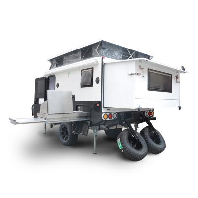 China Travel Trailer Off Road 13FT Australian Standard Noise Top Hybrid Caravan Camper Trailer With Shower And Toilet for sale