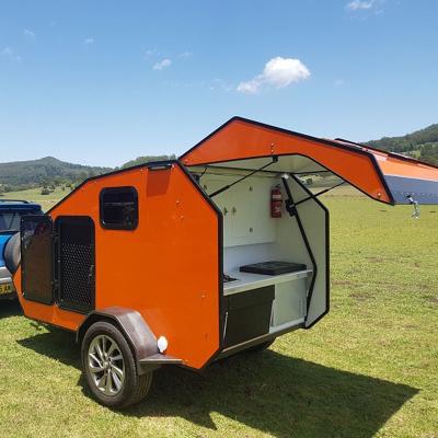 China Custom Travel Trailer Teardrop Small Campers Trailer Includes Queen Size Bed for sale