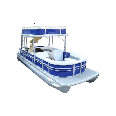 China Fishning 25ft Pontoon Boat Double Decker Aluminum Pontoon Luxury House Boat With Slide for sale