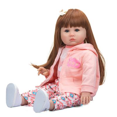 China Toy Customized 60cm Pink Soft Cute Newborn Silicone Girl Reborn Baby Dolls For Sale for sale