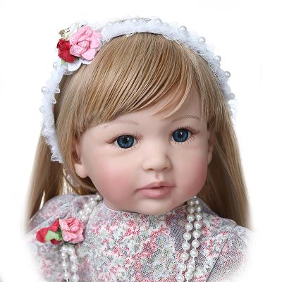 China High Quality Simulation 60CM Princess Toddler Girl Reborn Doll Princess Doll With Ultra Long Blonde Hair Doll for sale