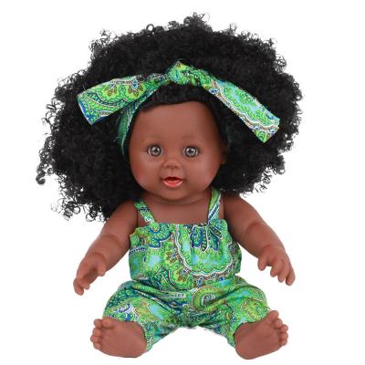 China American Reborn African Baby Dolls Full Silicone Toy 30cm Cartoon Dolls Toys Reborn Black Girl Gift for sale