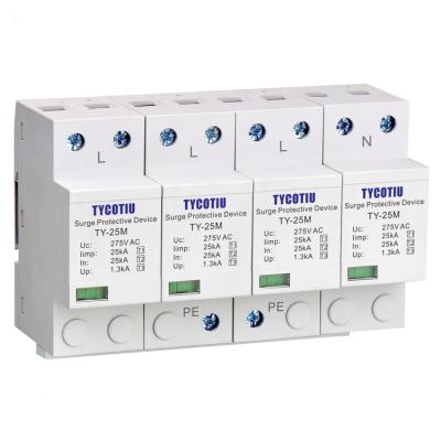 China The surge arrester is suitable forTT and TN-S system gas discharge tube SPD surge protector high performance IP20 4pole thermal plastic lightning for sale