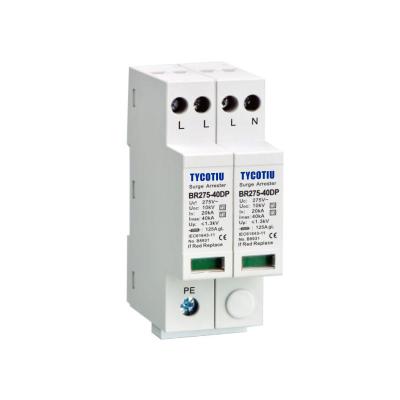 China TYCOTIU BR275-40DP Plastic Type 4P - 2 + 3 Type 40kA 10kV Din-Rail Mounted Electrical Thunder Arrester Surge Protector 3 Phase for sale