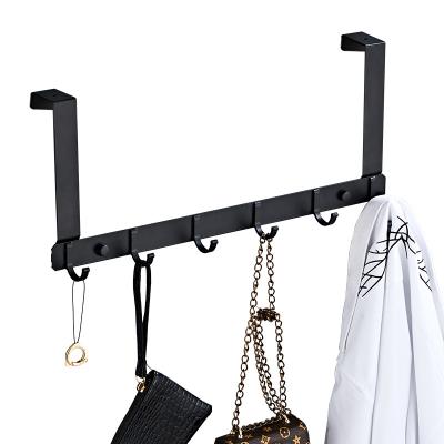 China Durable Metal Door Fittings Household Hotel Clothes Rack Kitchen Hanging Solid Black Over Door Steel Hook for sale