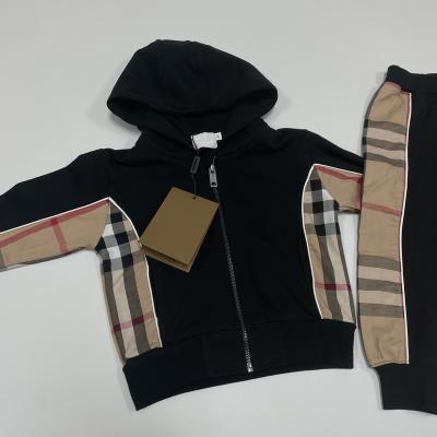 China Latest Vintage Designer Plaid Kids Jacket + Pants Toddlers Clothes Set For Boys for sale