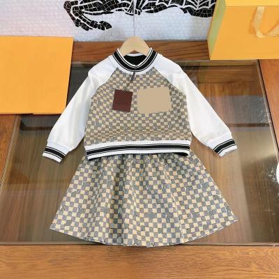 China Vintage Designer Children's Clothing Little Girl's Pink 2 Piece Set With Diamonds Hot Girls' Clothing Sets Dress for sale