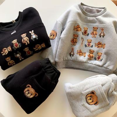 China Vintage Designer High End Children's Sweater Hooded Boys Two Piece Sets Clothing for sale