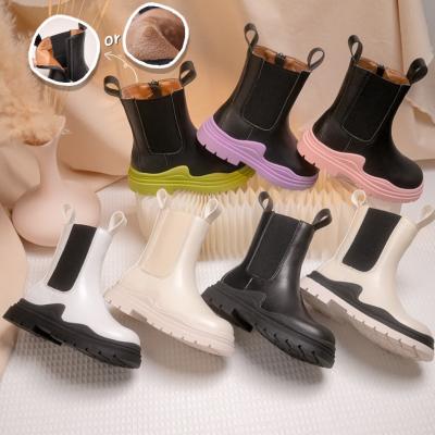 China Fashion Kids Boots PU Autumn And Winter Lil Girl Multicolor Round Boots for sale