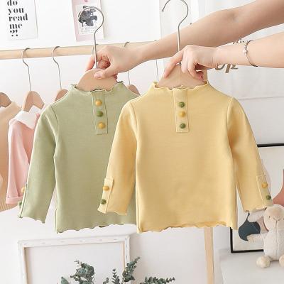 China Long Sleeve Girls Basic Cotton Long Sleeve T-Shirt For Little Girls for sale