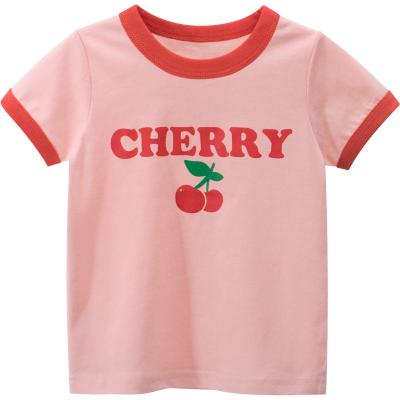 China Breathable Girls' Short Sleeve T-Shirt With Cotton Print for sale