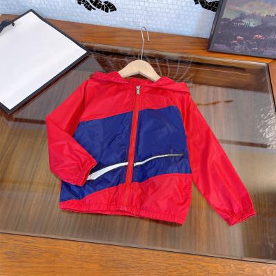 China 2021 Autumn Windproof Children's Embroidery Hooded Red Jacket for sale