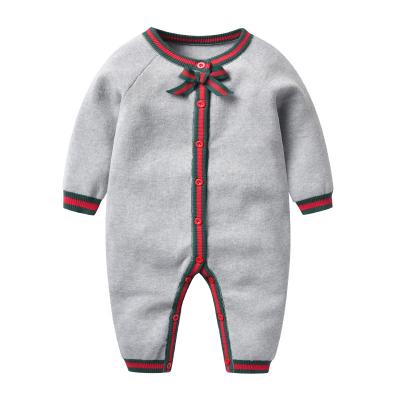 China Baby Long Sleeeves Fine Newborn Cotton Clothing Autumn Knitting Romper for sale