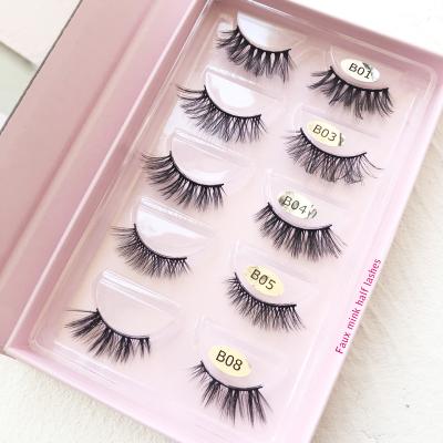 China iShero Long Natural Soft 3D Faux Mink Half Lashes Corner Lashes With Pink Eyelash Box Vegan Cruelty Free for sale