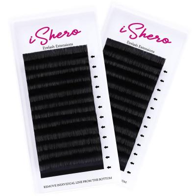 China iShero Private Labels Matte Black 0.03 Volume Black 0.03 Volume Lashes Different Russian Eyelash Extensions 25mm for sale