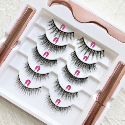 China iShero Private Label Natural Eyelash Boxes Five Pairs Half Tapered Mink Lashes Invisible Magnetic False Eyelashes With Magnetic Eyeliner for sale