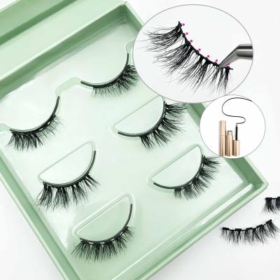 China iShero Magnetic Half Lashes Circle Logo 3D Mink Magnets Half Lashes Natural Custom Magnetic Corner Eyelashes for sale