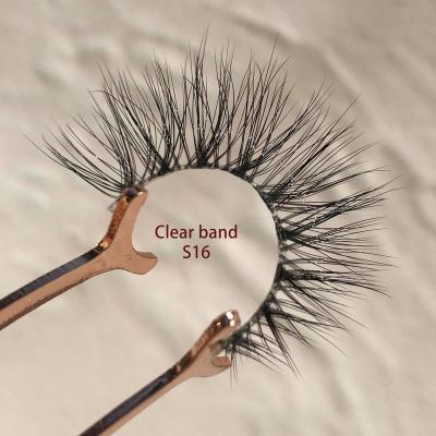 China iShero Long Packing 3D Mink Strip Natural Clear Eyelashes Custom Invisible Strip Lashes Natural for sale