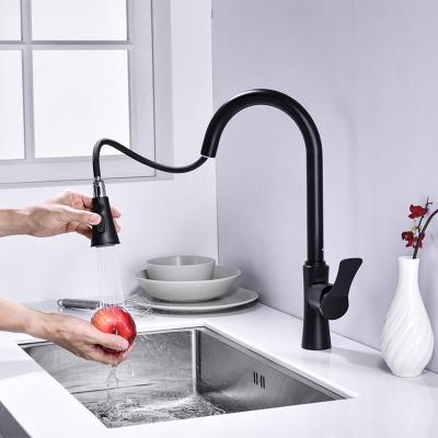 China Modern Factory Wholesale Black Kitchen Faucet - Pull Out Spout Deck Mounted Hot And Cold Mixer Tap for sale