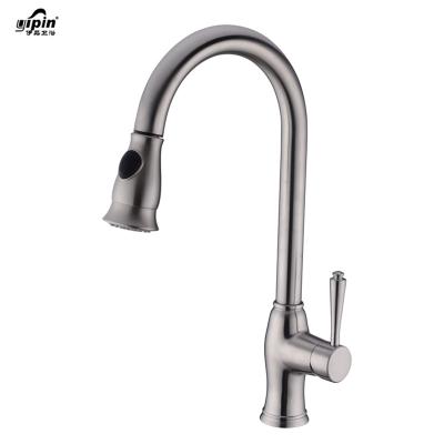 China Modern Chrome Mixer Taps Brushed To Pull Out To Lower Water 304 Stainless Steel Kitchen Sink Faucet for sale