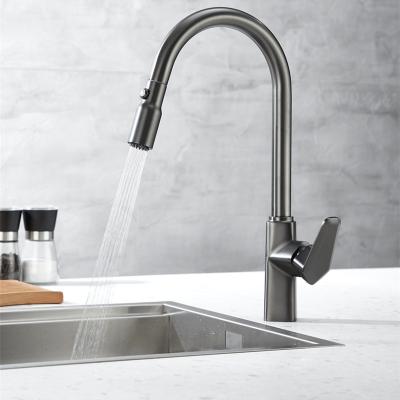 China Guangdong Yipin Modern Sanitary Ware Mixer Tap Kitchen Deck Mounted Gun Gray Pull Out Kitchen Sink Faucet for sale