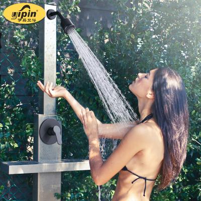 China Without Faucets Outdoor Portable Hot And Cold Kaiping Shower Slide Bar Home And Hotel Black Set for sale