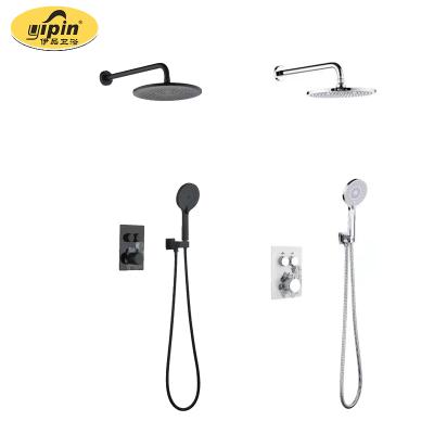 China Without Sliding Bar Hot Selling Bathroom Luxury Hide Shower Set Black 2 In 1 Thermostatic Bath And Shower Mixer Shower for sale