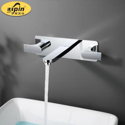 China Luxury Basin Faucet Handle Bathroom Faucets Waterfall Design Dual Holes Faucet 3 Holes Metered Widespread Basin Bathroom Sink Faucet for sale