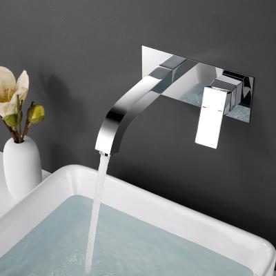 China Metered Faucets Plated Brass Single Handle Wall Mounted Basin Faucets With Wall Mounted Faucet Hot And Cold for sale