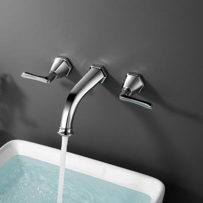 China New Design Faucets European Style Double Basin Faucet Handle Basin Faucets High Quality Metered Bathroom Items for sale