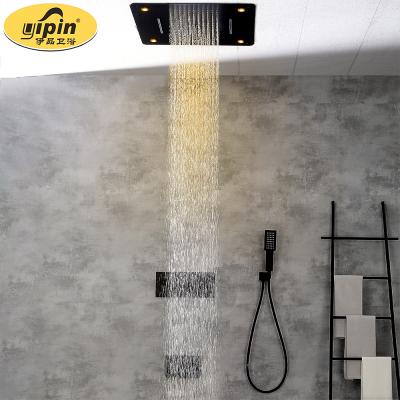 China Fashion Large Rainfall Shower Faucet Multi Function Matte Black Shower LED Light Lamp Matte Black Bathroom Fittings Porcelain Bathroom Fittings Top Spray for sale