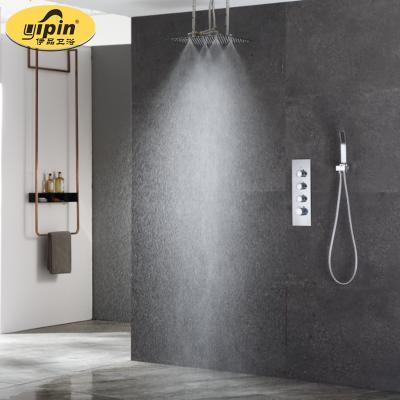 China Without Sliding Bar Modern Bathroom 4 In 1 Concealed In The Wall Thermostatic Shower System Set With LED Light for sale