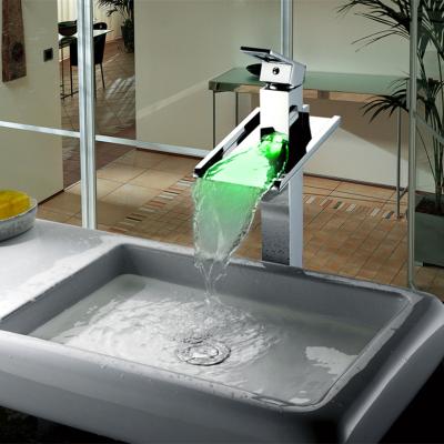 China Luxury Metered Mixer Taps Sink Faucet For Bathrooms New Trend LED Light Water Glow Faucet for sale