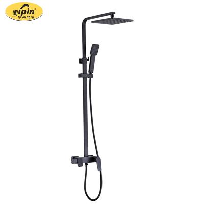 China Without Slide Bar Kaiping 3 in 1 Rainshower Shower Mixer Set Bathroom Gun Black Hot and Cold Set for sale