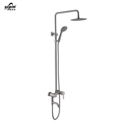 China Without Wholesale kaipiing Euro Sliding Bar Factory Style Shower Mixer Bathroom Rail Kit Sus 304 Cold Water Mixer Shower Set for sale