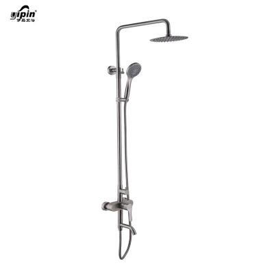 China Without Slide Bar Factory Customized 304 Stainless Steel Round Bath Shower Set Faucet Mixer for sale