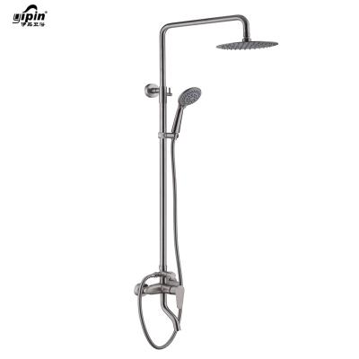 China Without Mixer Column Shower Bathroom Sliding Bar Modern 304 Stainless Steel Manufacturer Brushed Black Hot And Cold Set for sale